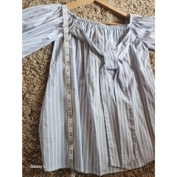 +13 Carole Christian blue n white stripe  blouse with front tie NWT - Picture 7 of 9